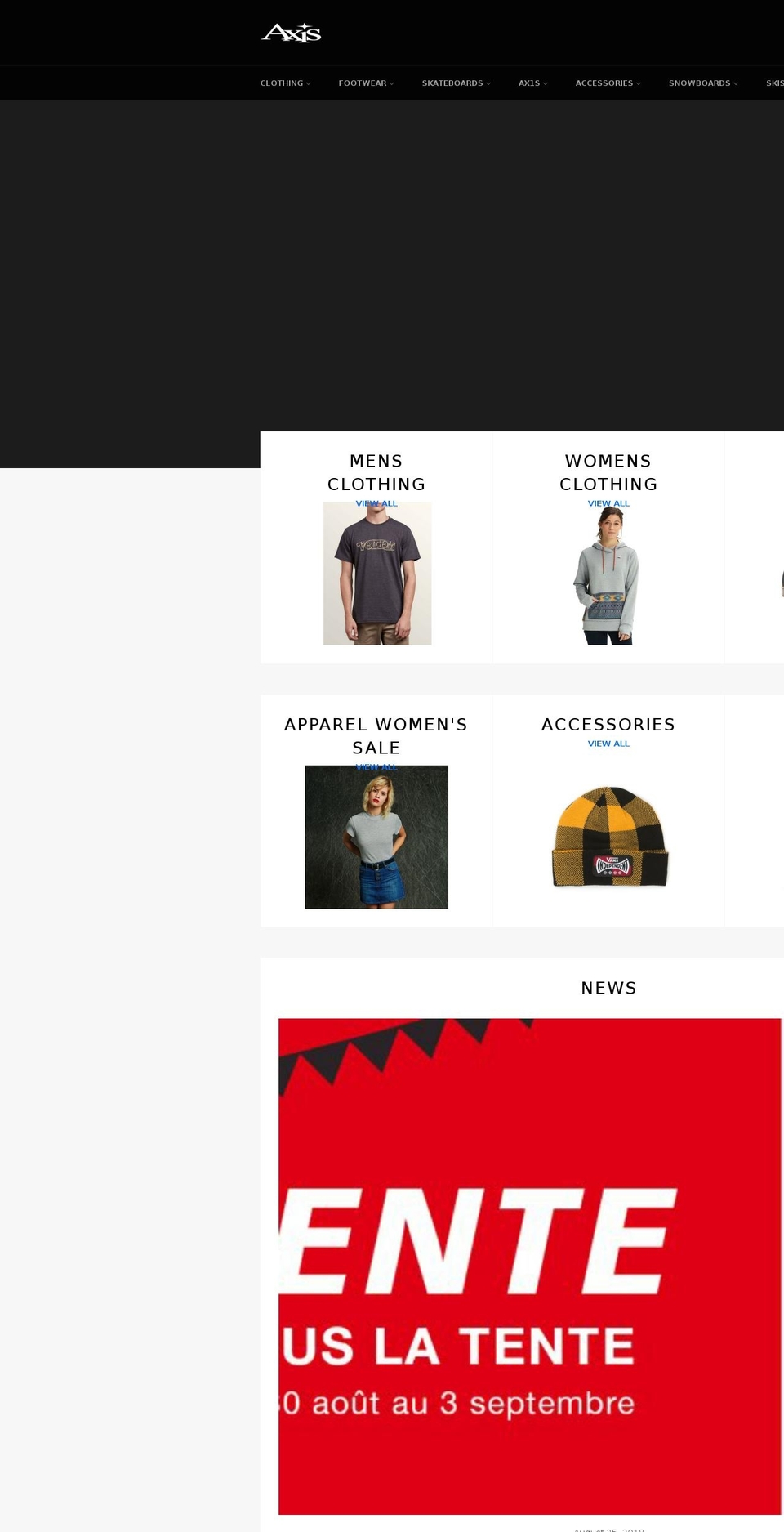 axisboutique.com shopify website screenshot