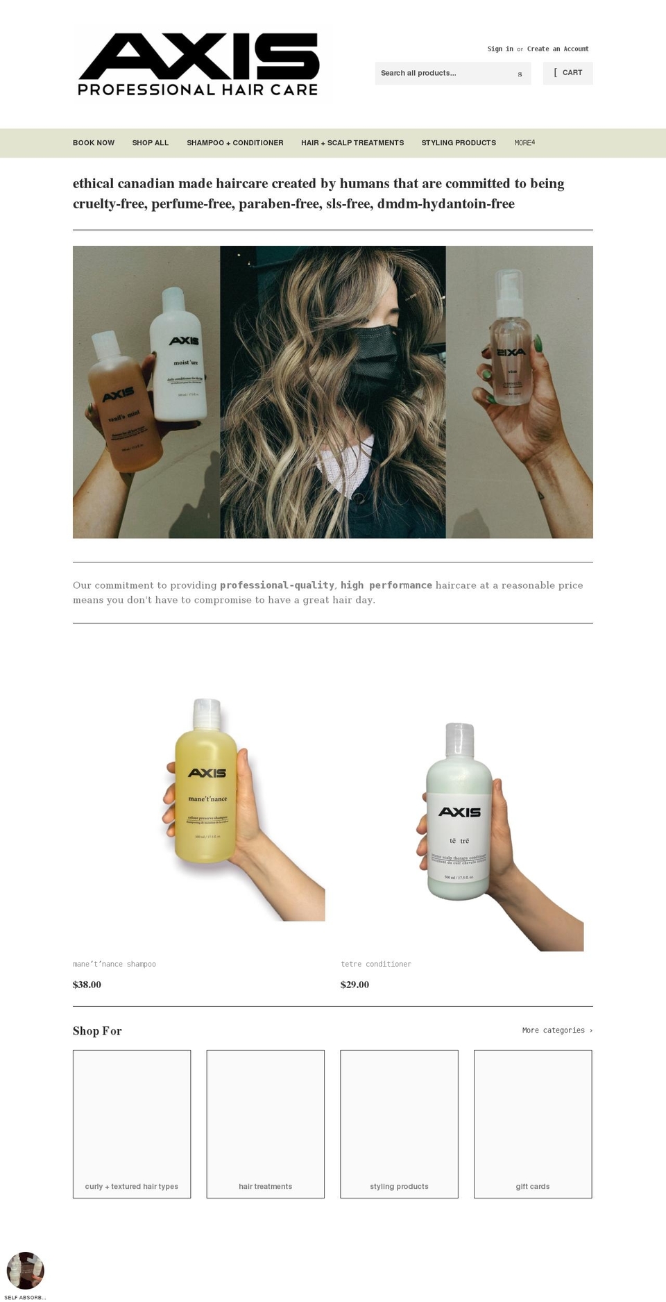 axishairlove.com shopify website screenshot
