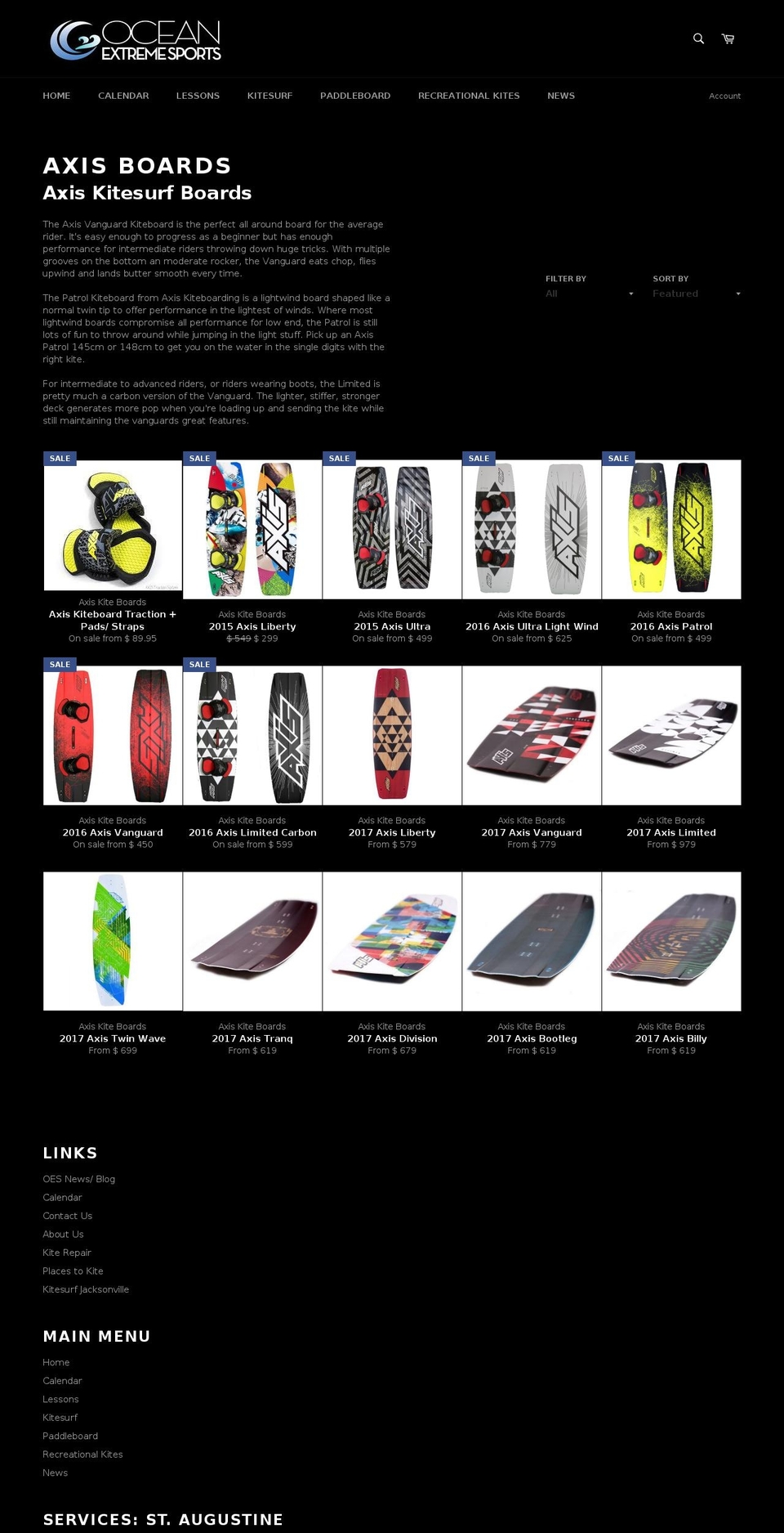 axiskiteboard.com shopify website screenshot