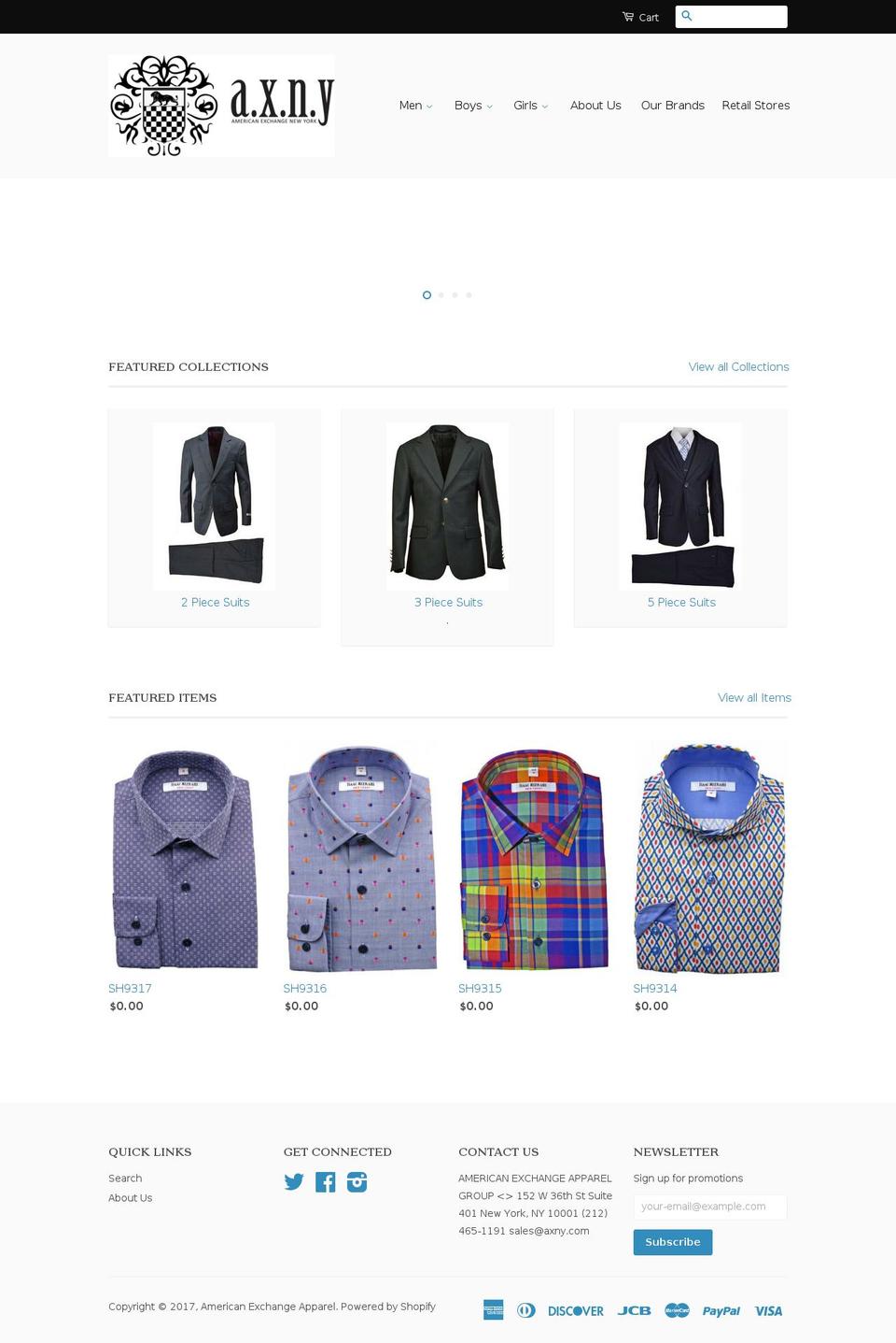 Simple Shopify theme site example axny.com