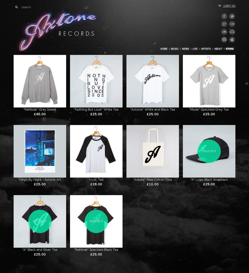 axtoneapparel.com shopify website screenshot
