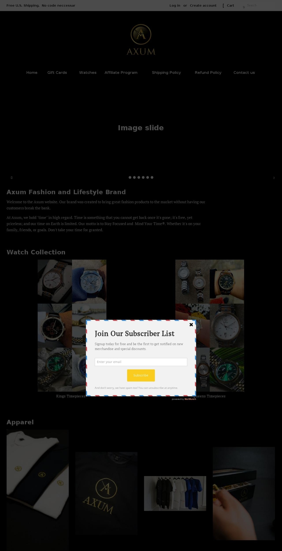 axumstore.com shopify website screenshot