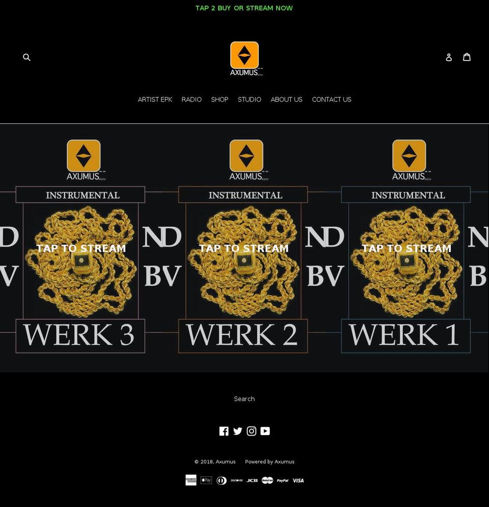 axumus.com shopify website screenshot