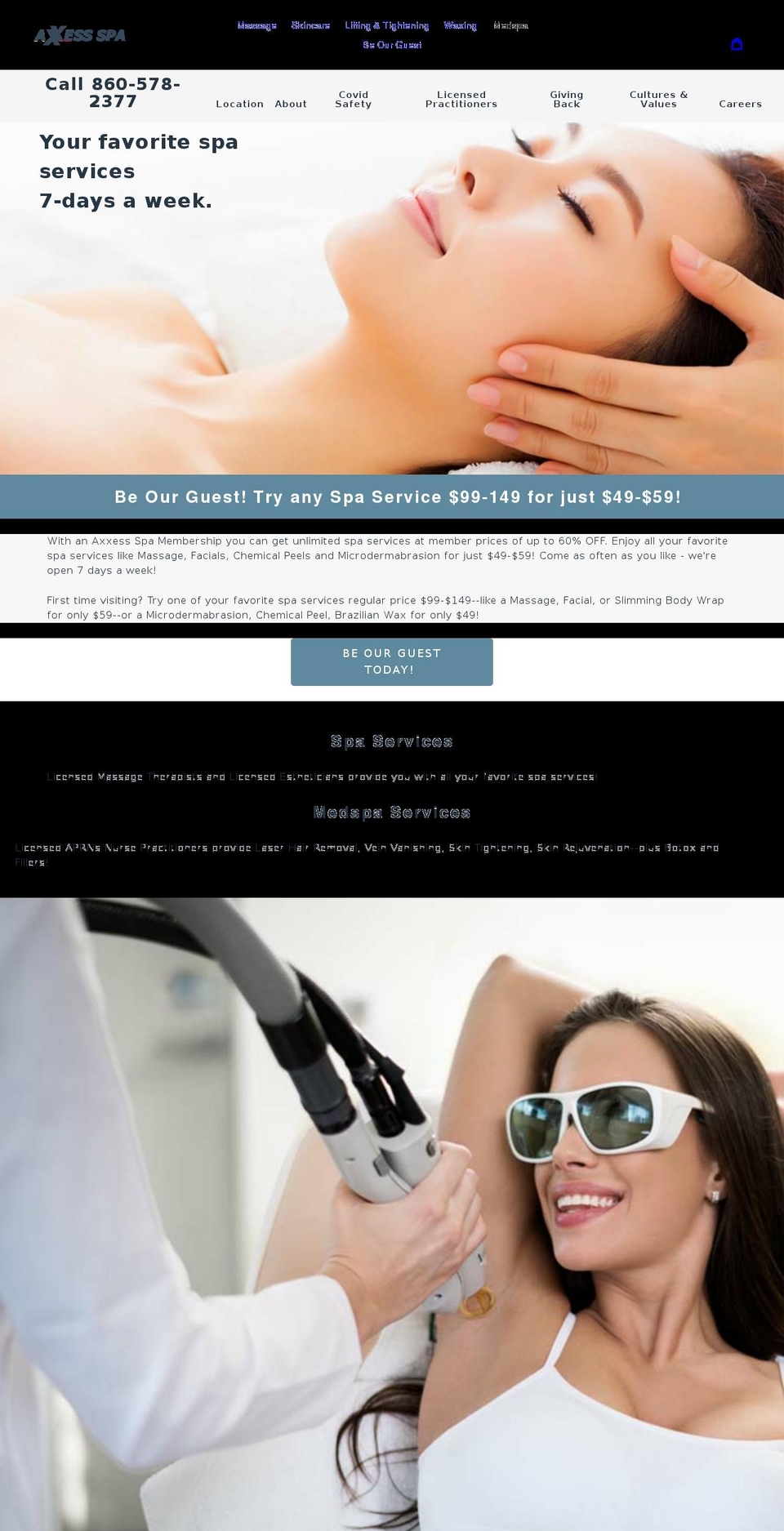 axxessspa.com shopify website screenshot