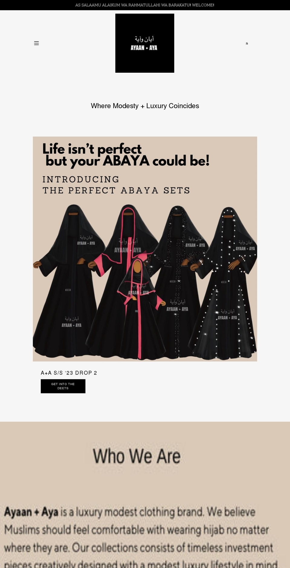 ayaanandaya.com shopify website screenshot