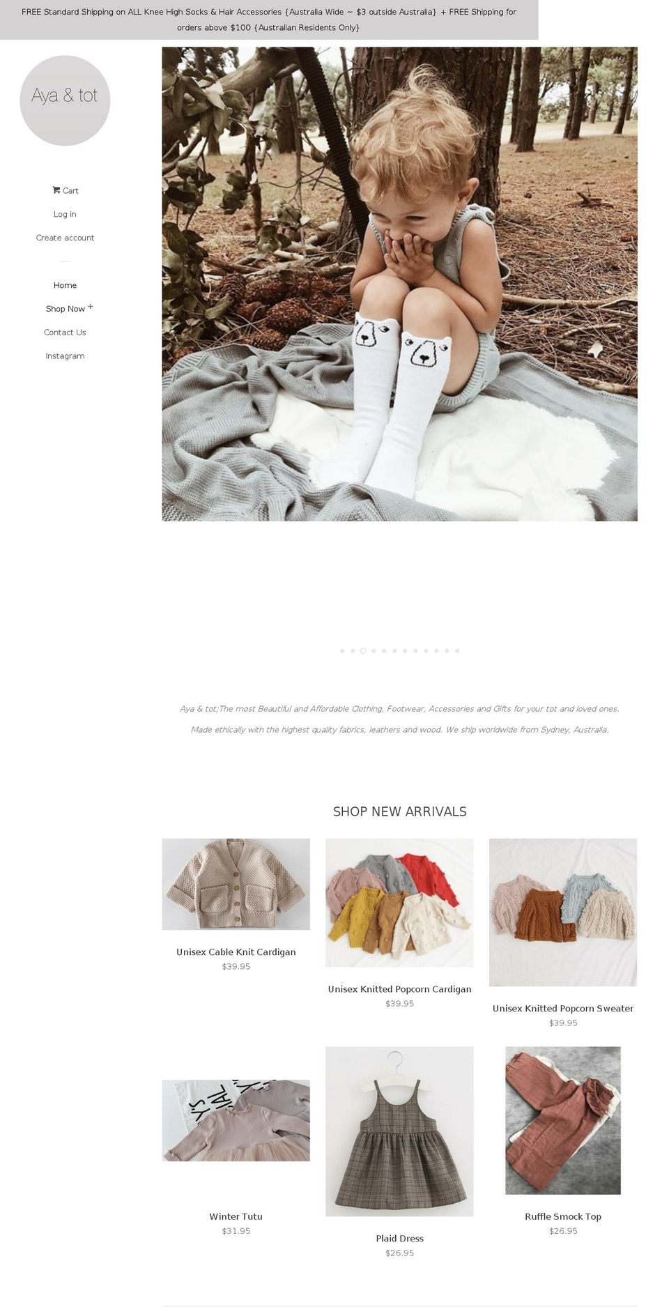 ayaandtot.com — Shopify storefront screenshot