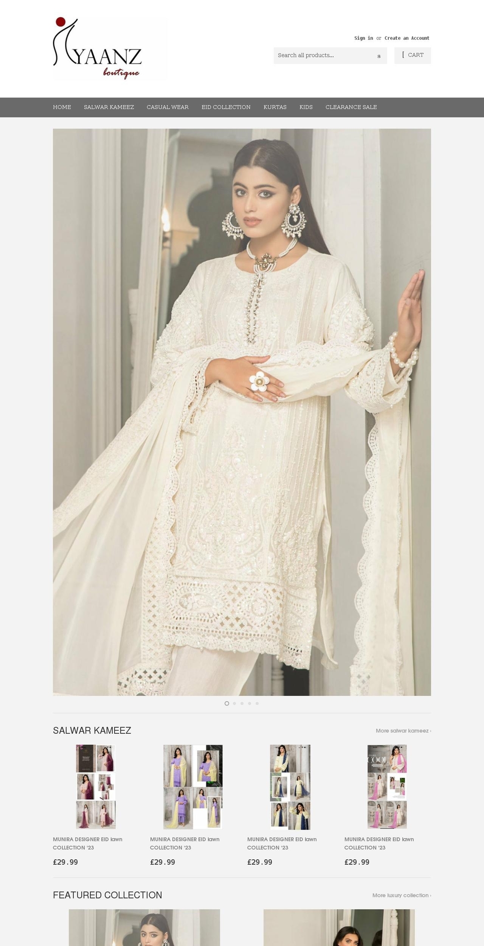 ayaanzboutique.com shopify website screenshot
