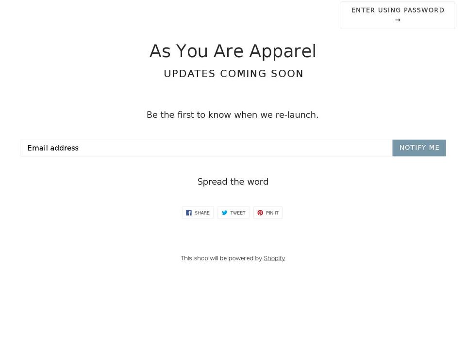 ayaapparel.com — Shopify storefront screenshot