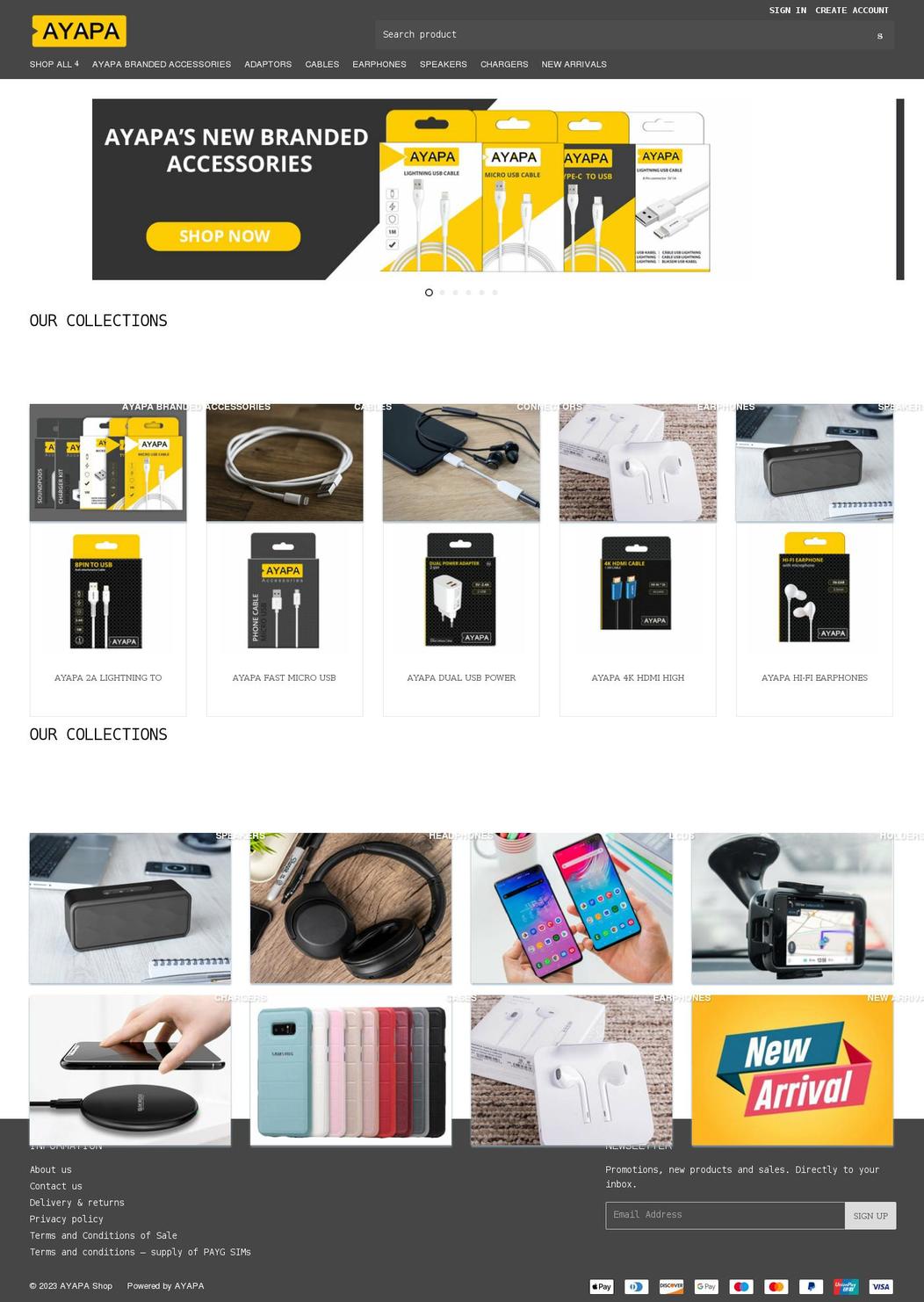 ayapashop.com shopify website screenshot