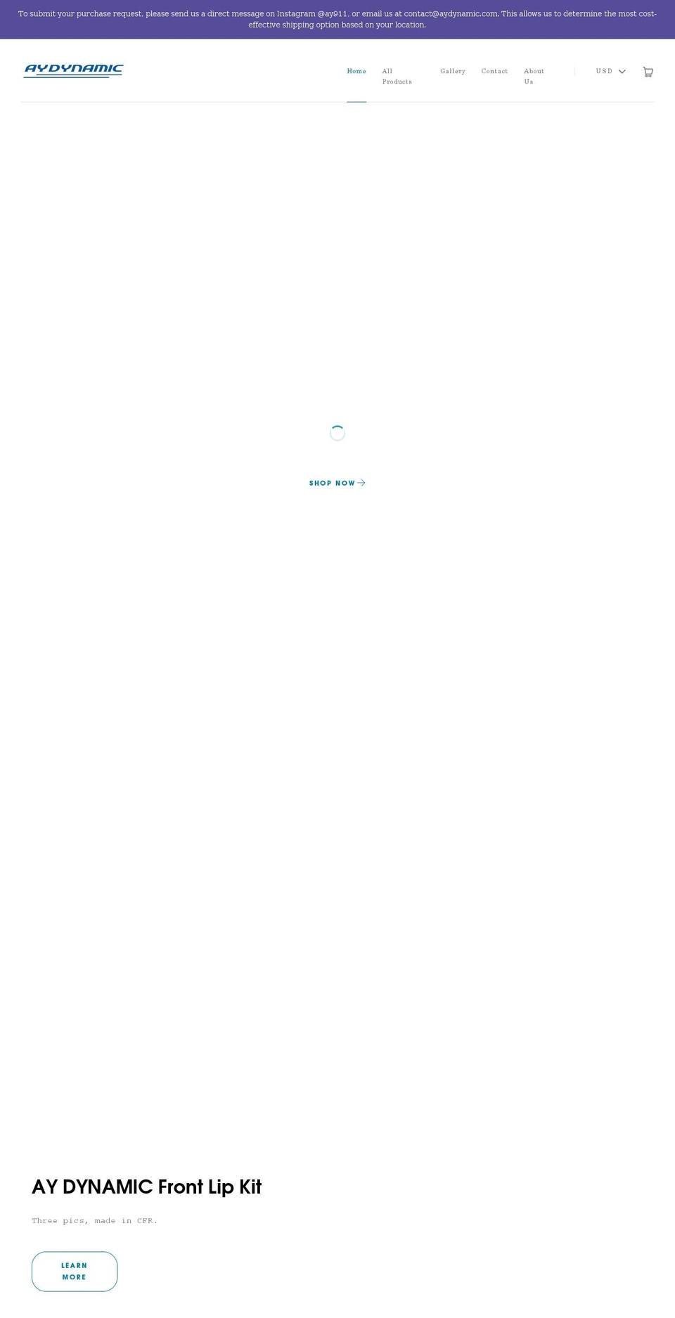aydynamic.com shopify website screenshot