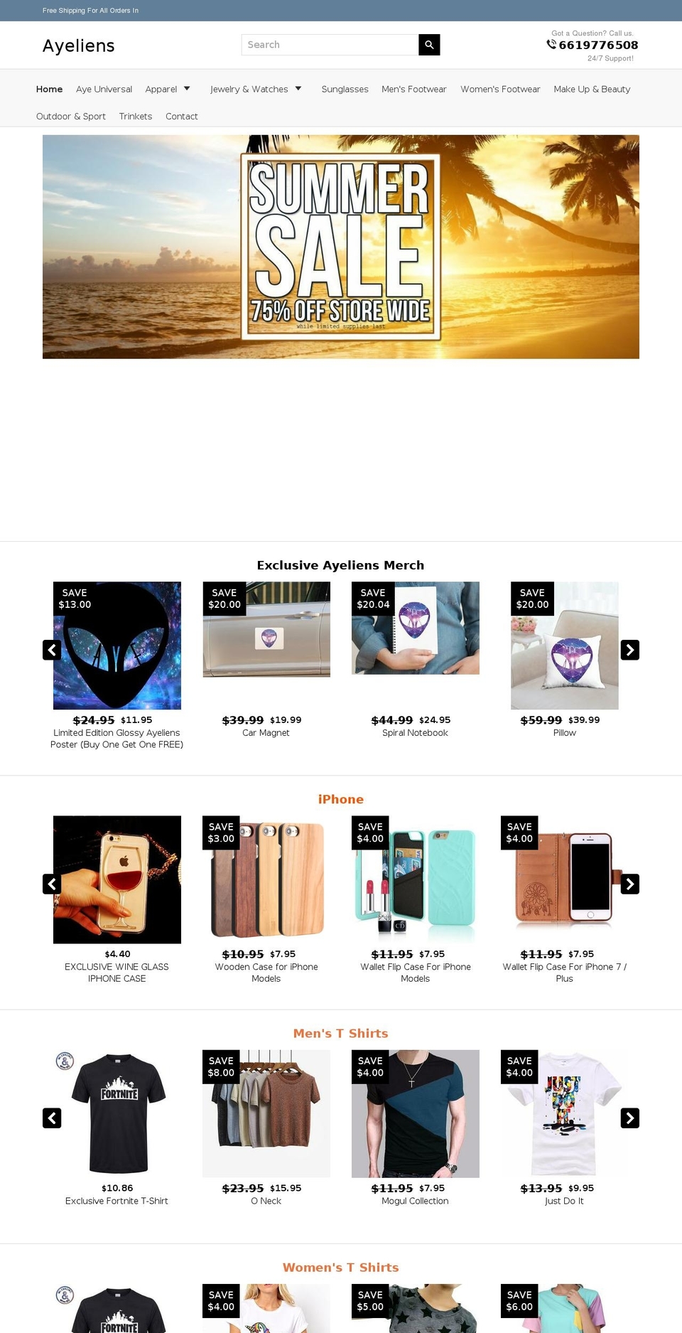 ayeliens.com — Shopify storefront screenshot