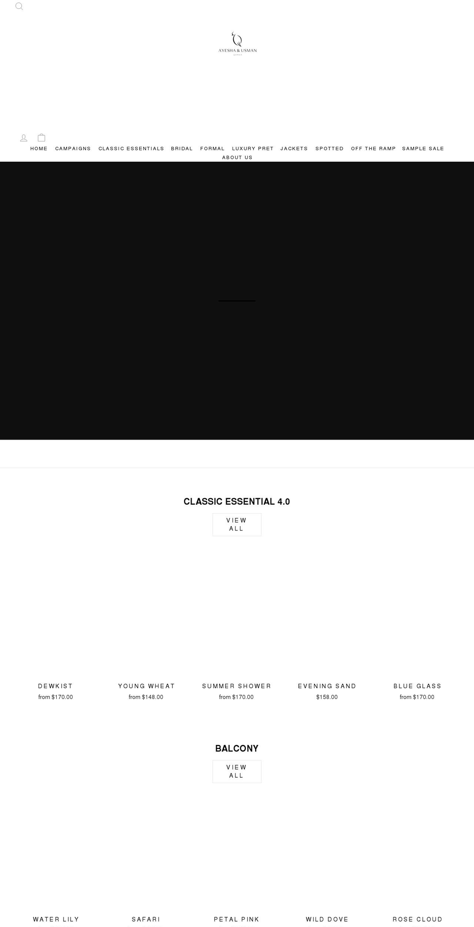 ayeshaandusman.com — Shopify storefront screenshot