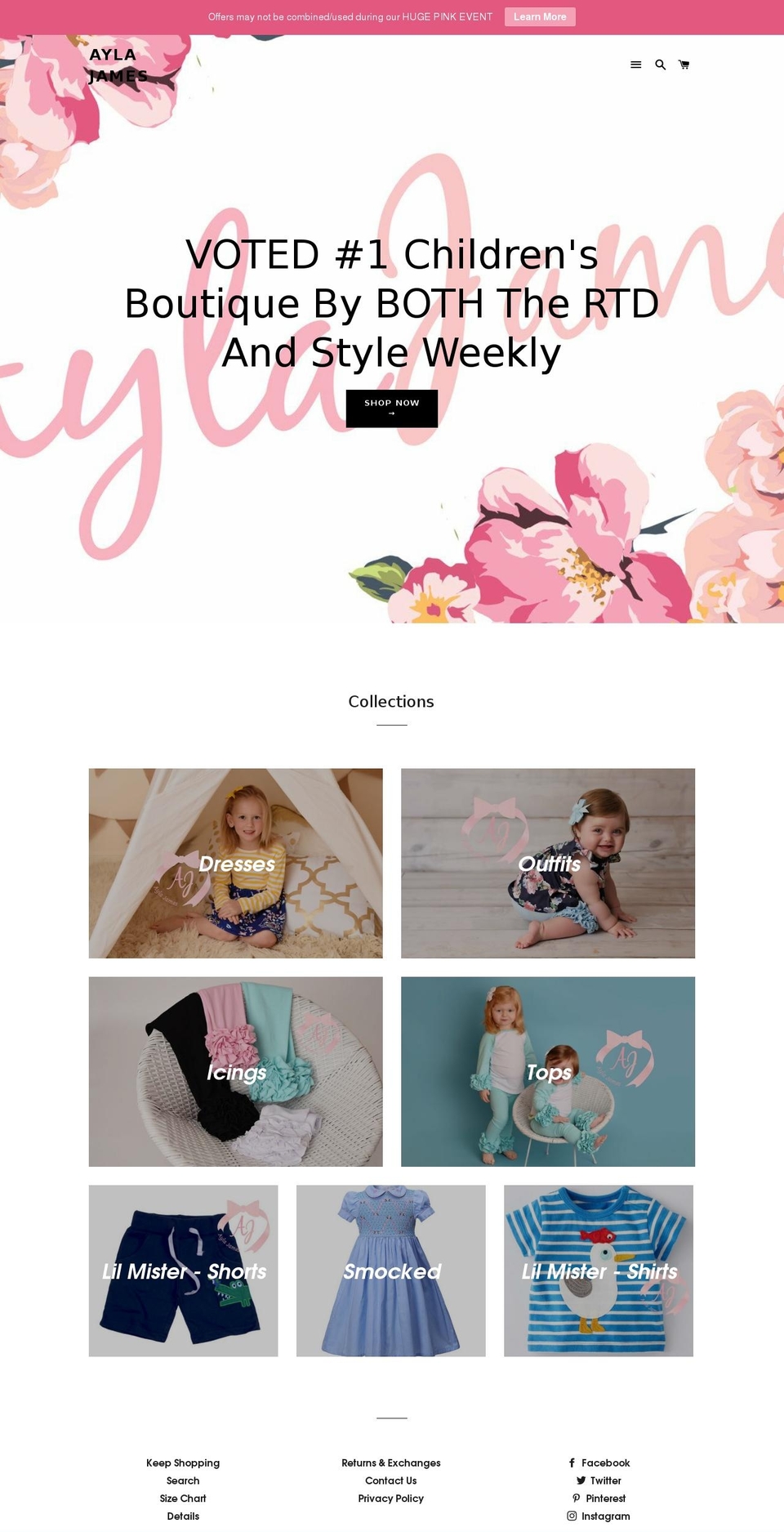 aylajames.com — Shopify storefront screenshot