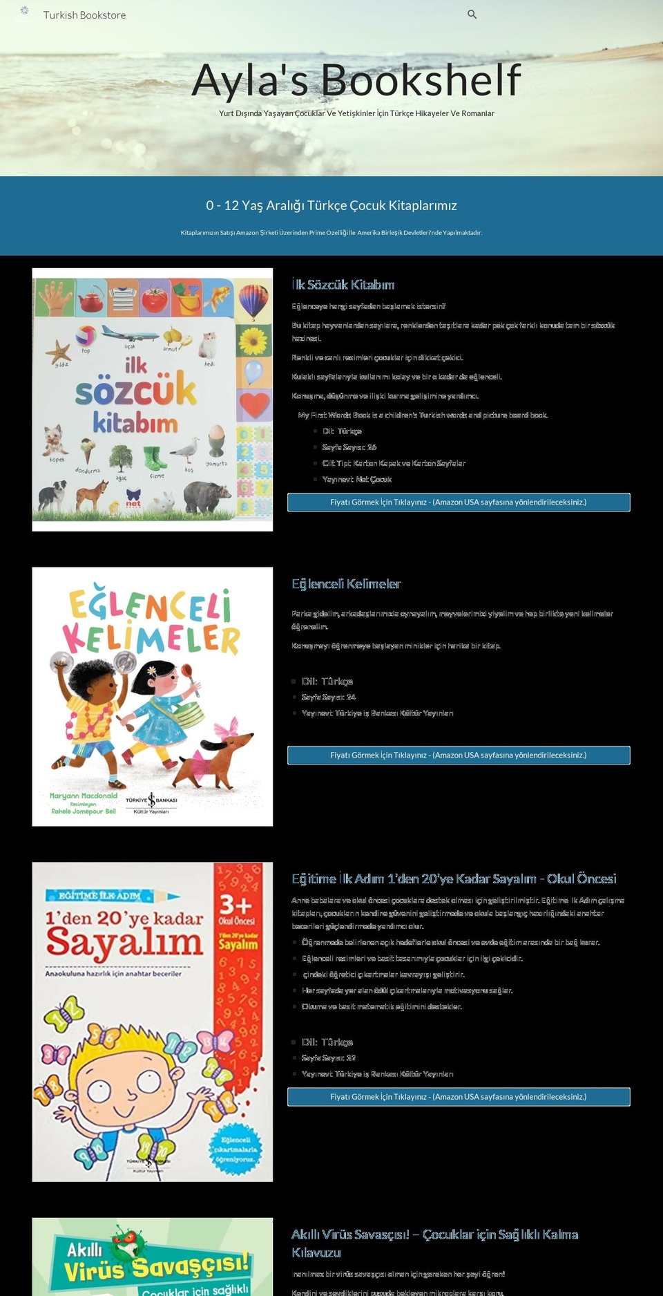 aylasbookshelf.com — Shopify storefront screenshot