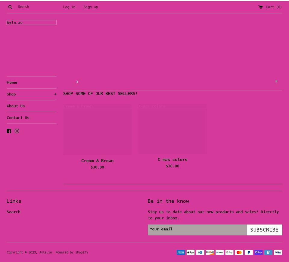 aylaxo.com shopify website screenshot