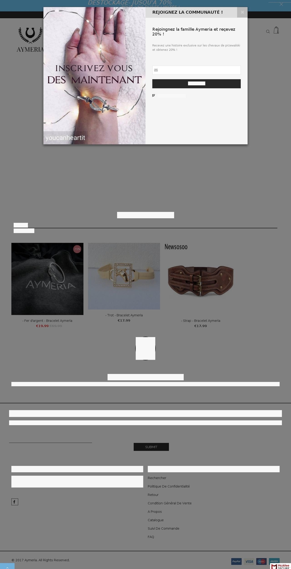 aymeria.com — Shopify storefront screenshot