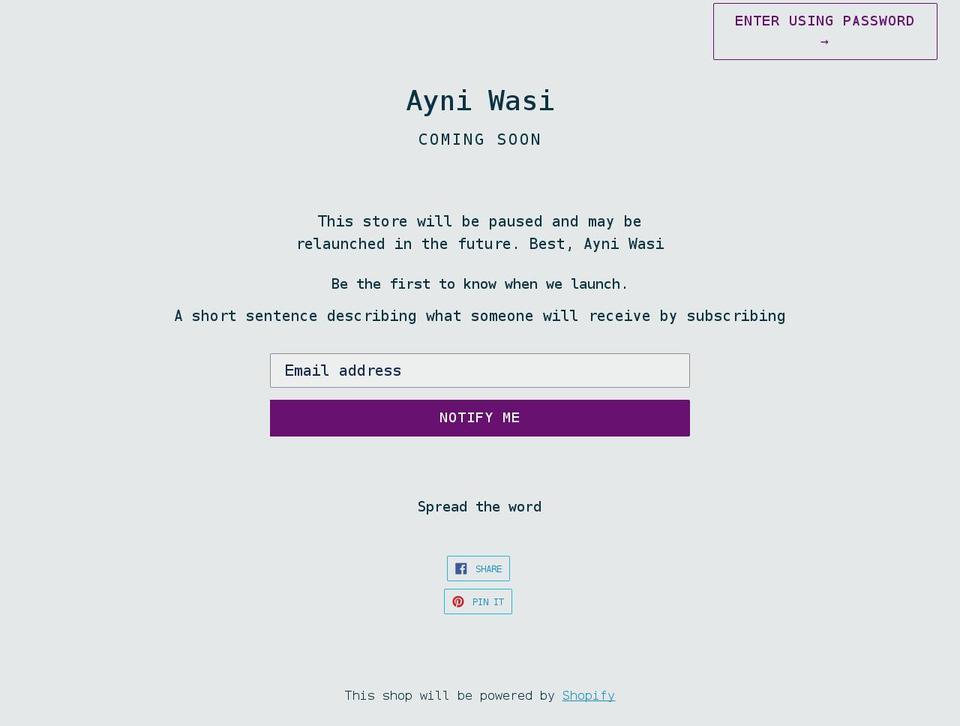 ayni-institute-store.myshopify.com shopify website screenshot