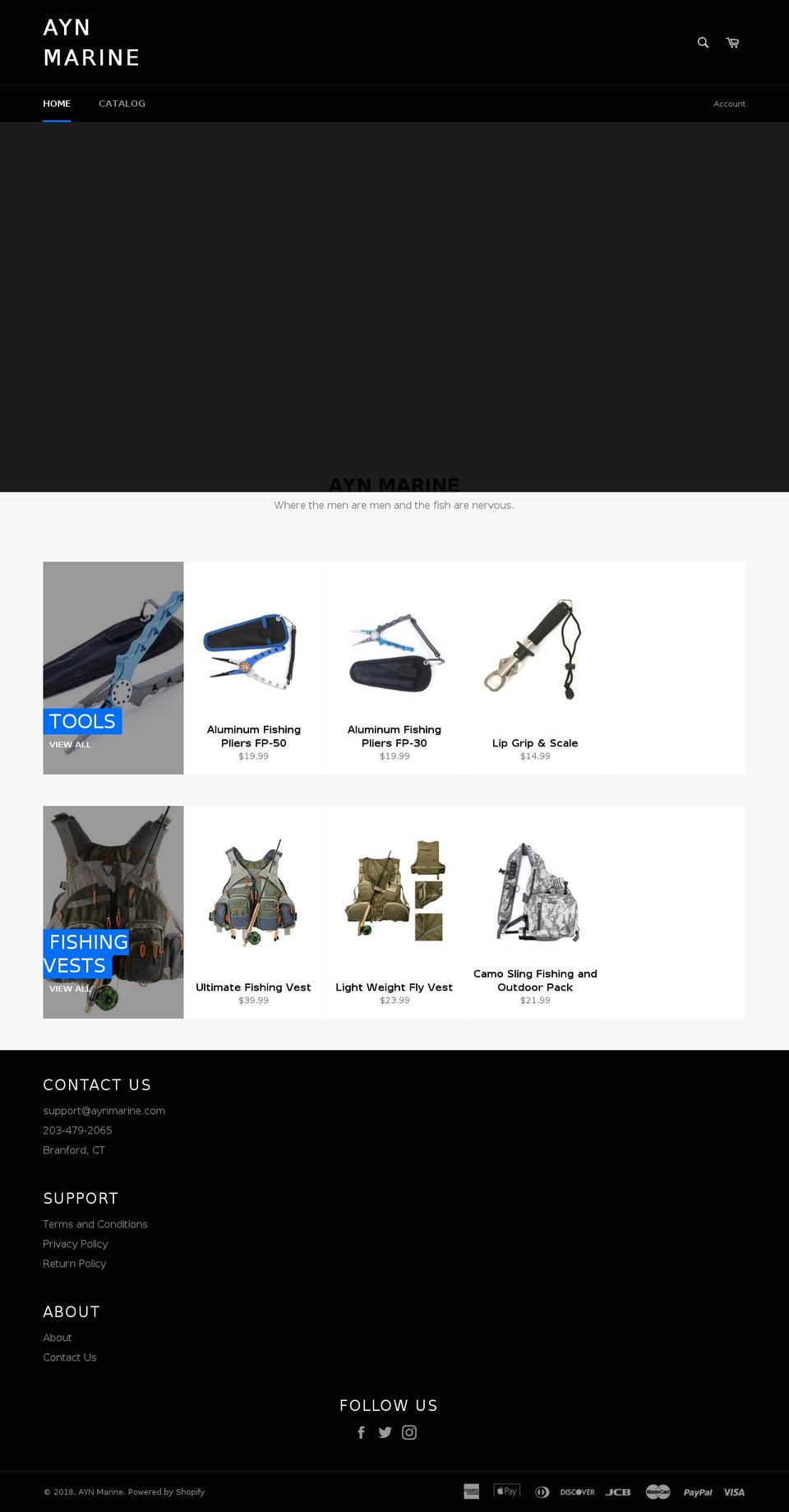 aynmarine.com shopify website screenshot