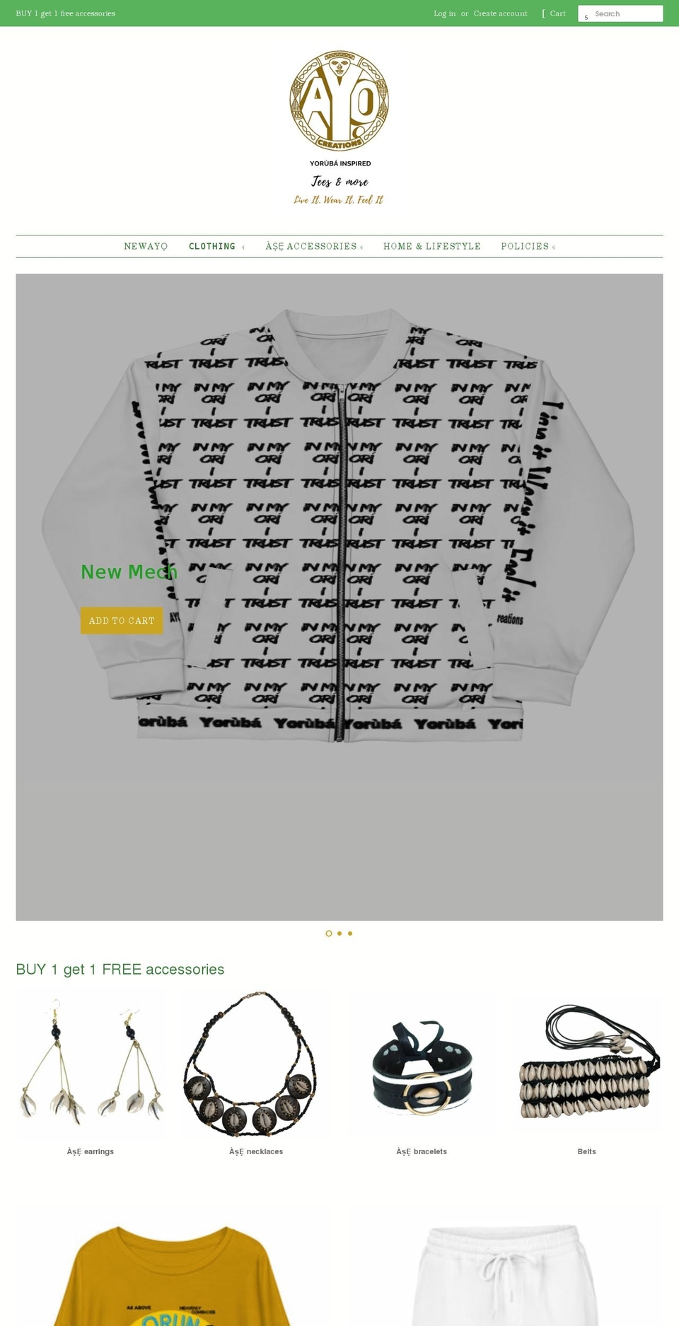 ayocreations.com shopify website screenshot