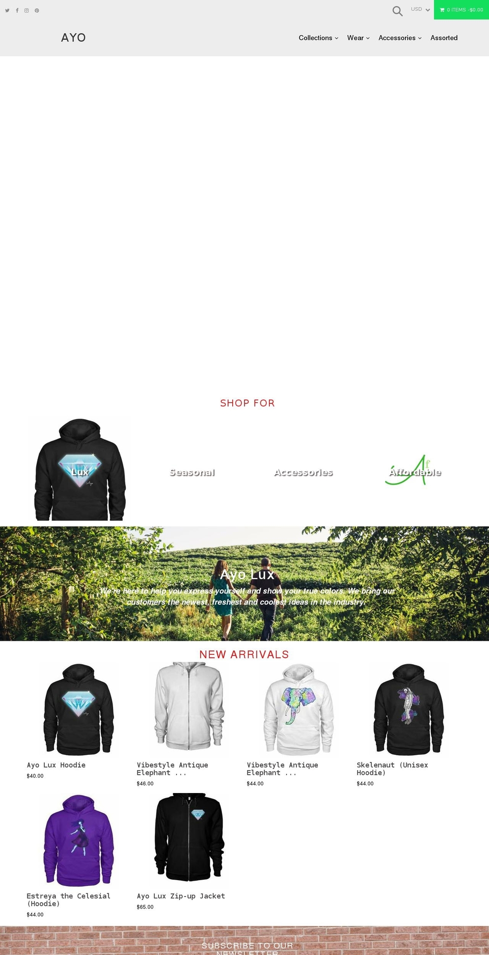 ayolux.com — Shopify storefront screenshot