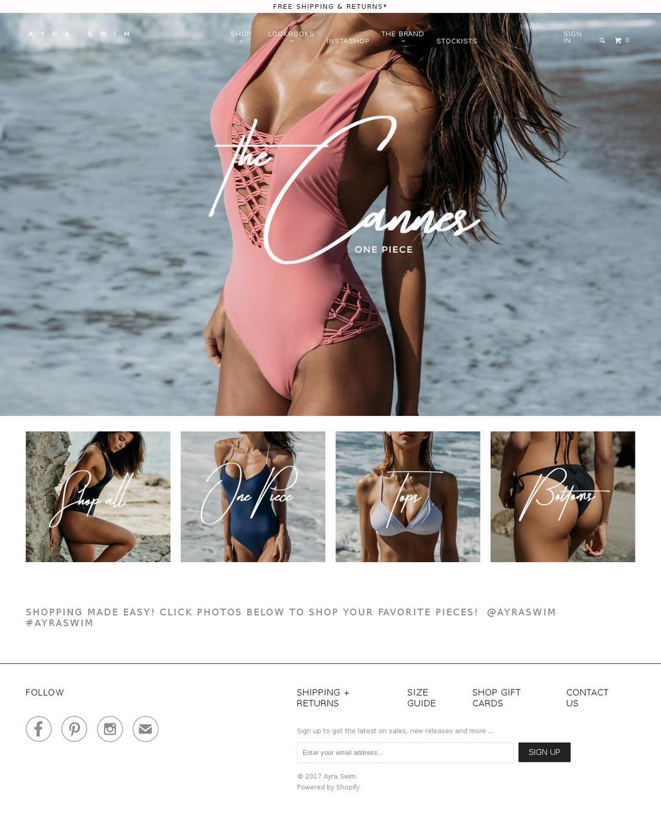 ayraswim.com shopify website screenshot