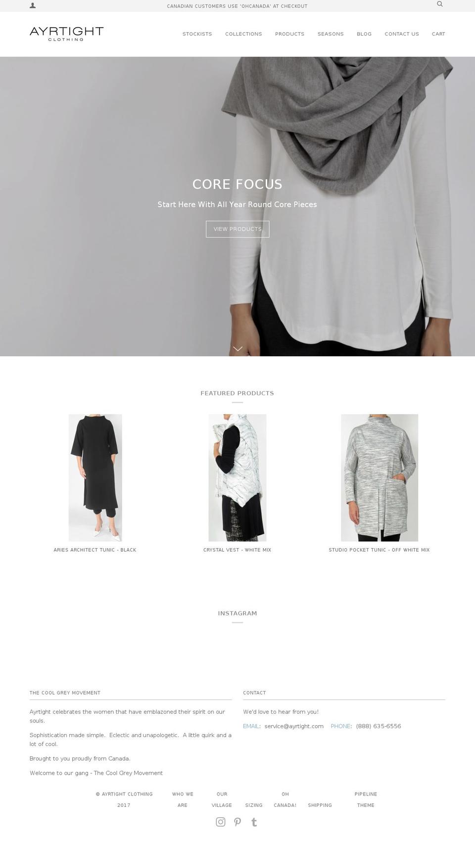 Stockholm Shopify theme site example ayrtight.com