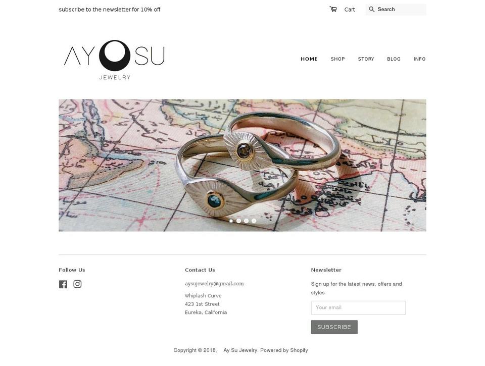 aysujewelry.com shopify website screenshot