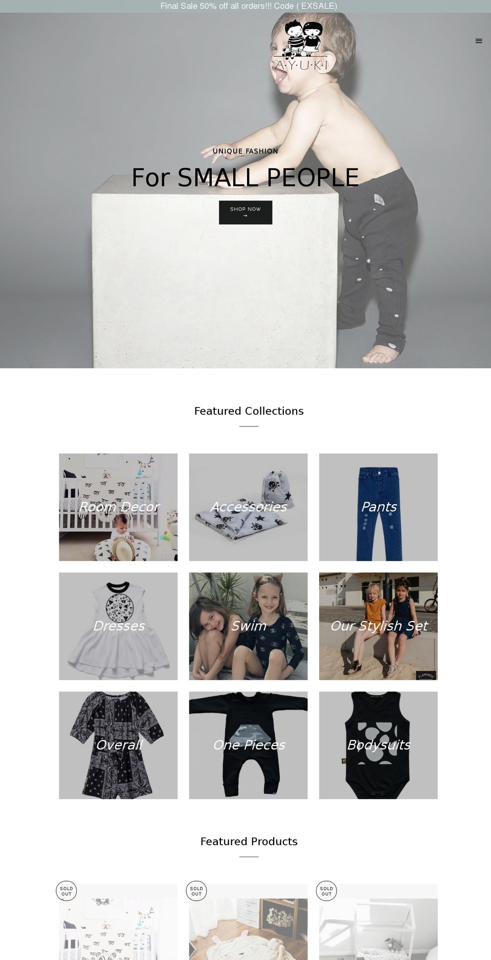 ayukibabystore.com shopify website screenshot