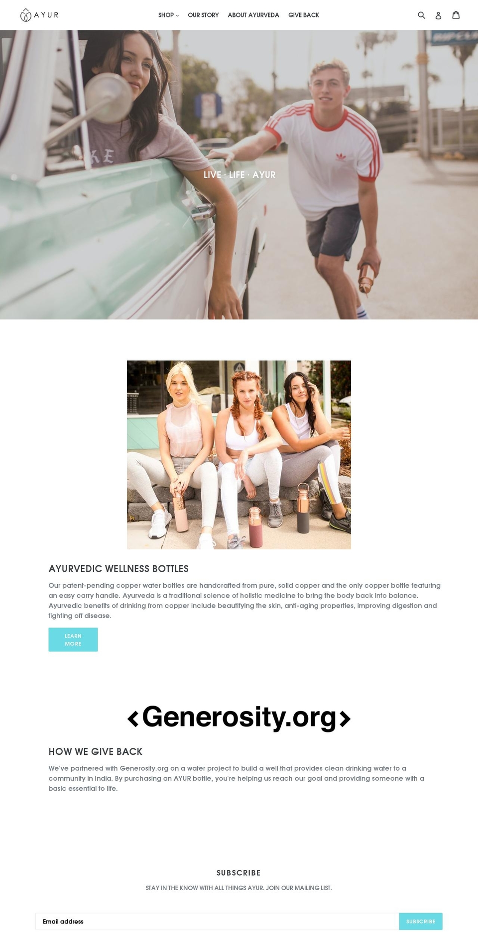 ayurbottle.com shopify website screenshot