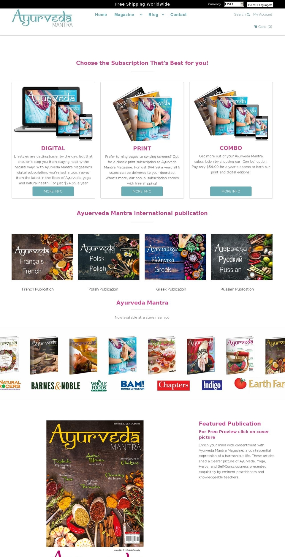 ayurvedamantra.ca shopify website screenshot