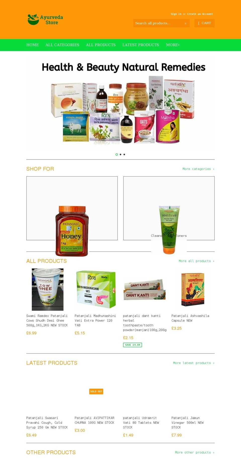 ayurvedastore.co.uk shopify website screenshot