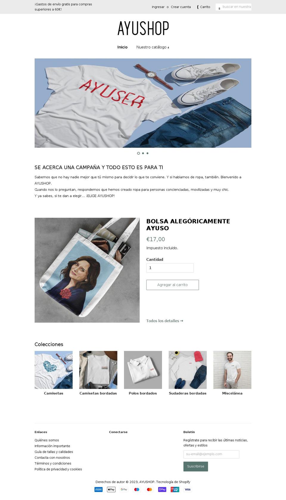 ayushop.es shopify website screenshot