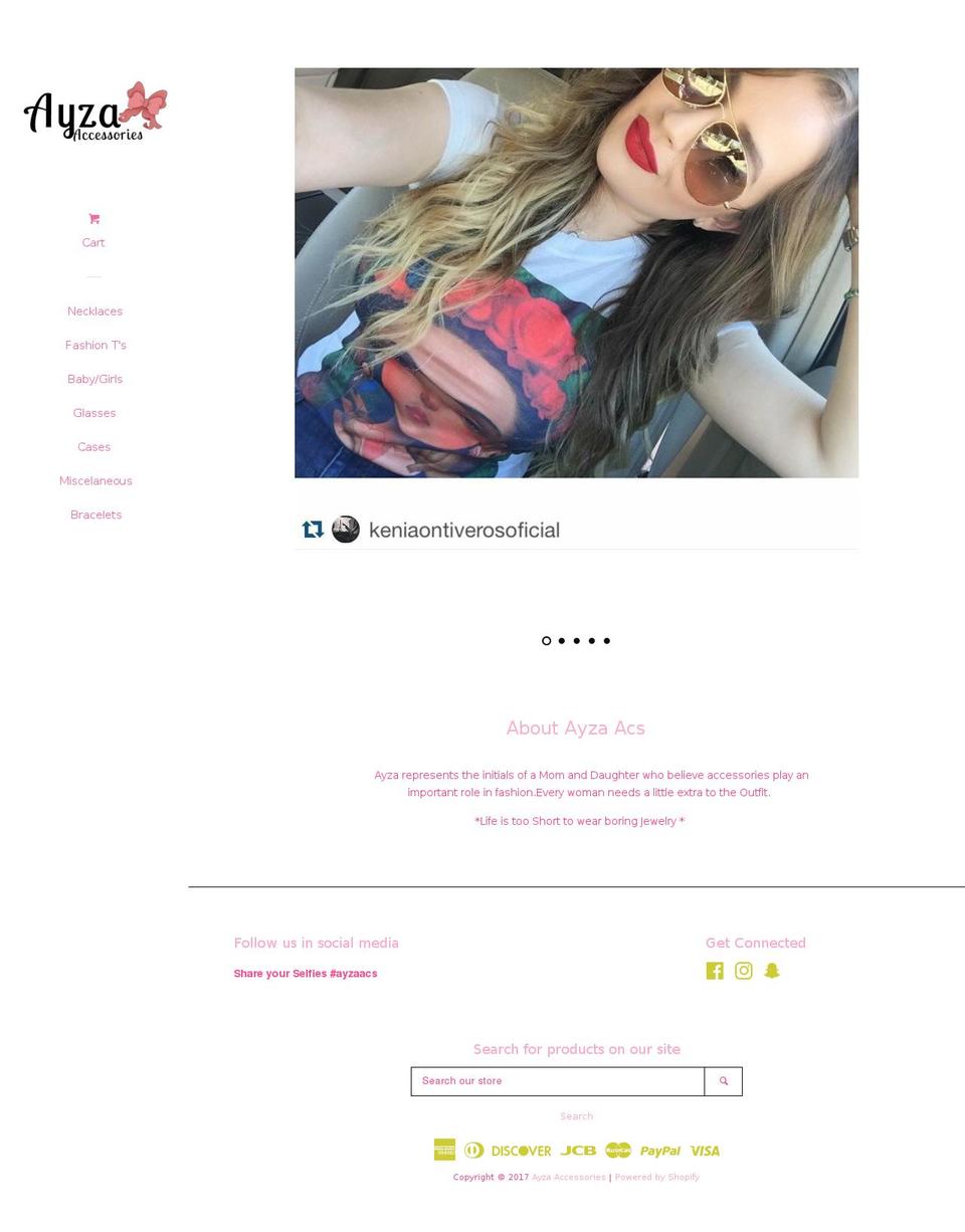 ayzaacs.com shopify website screenshot