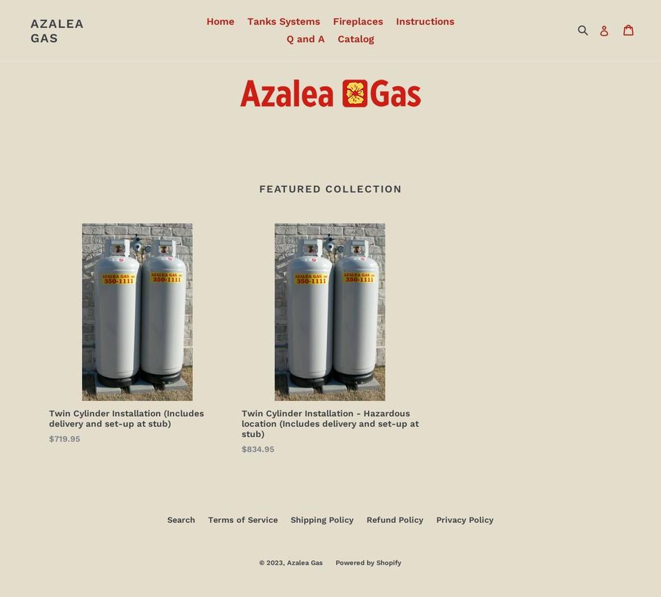 azalea-gas.myshopify.com shopify website screenshot
