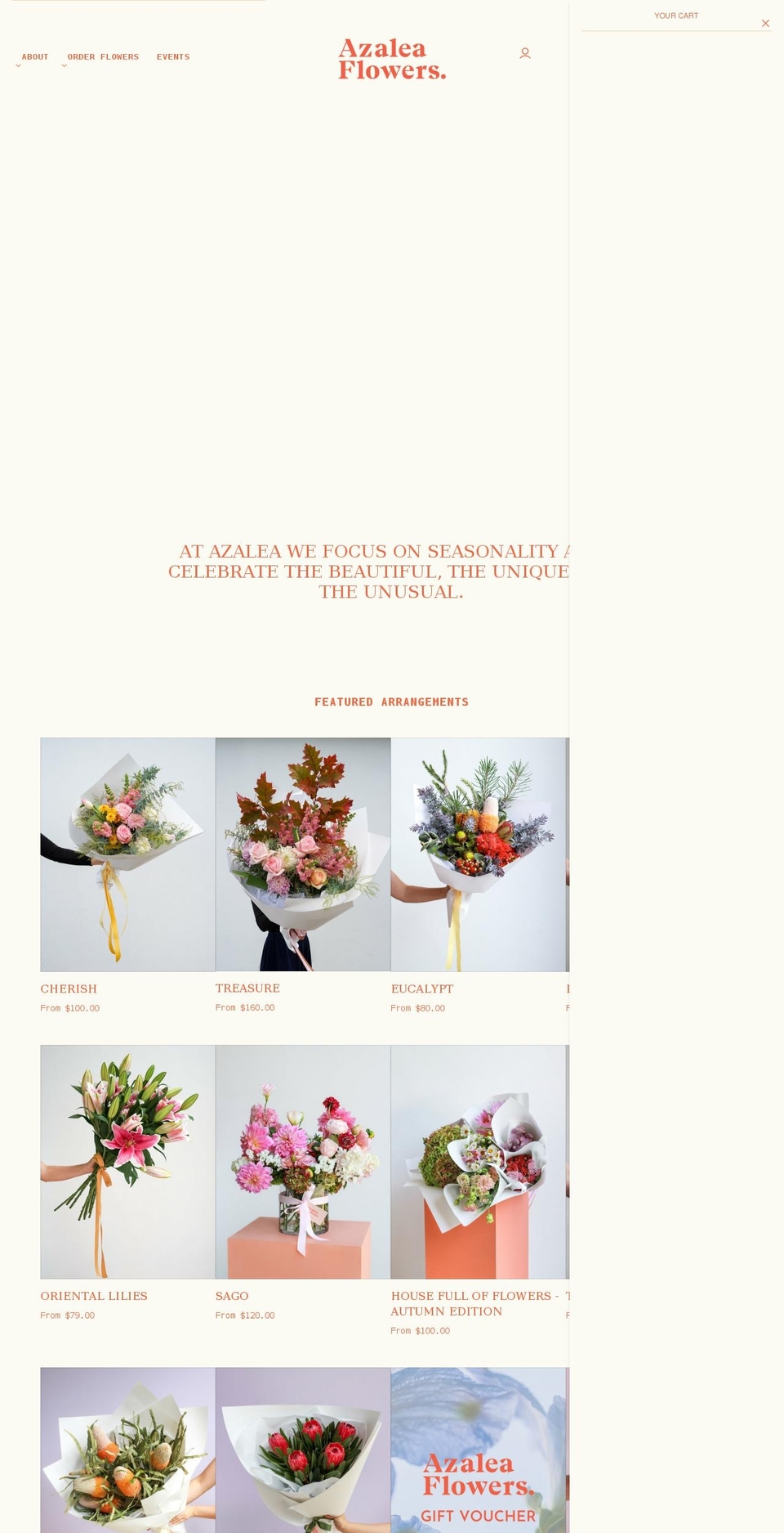 azaleaflowers.com.au shopify website screenshot