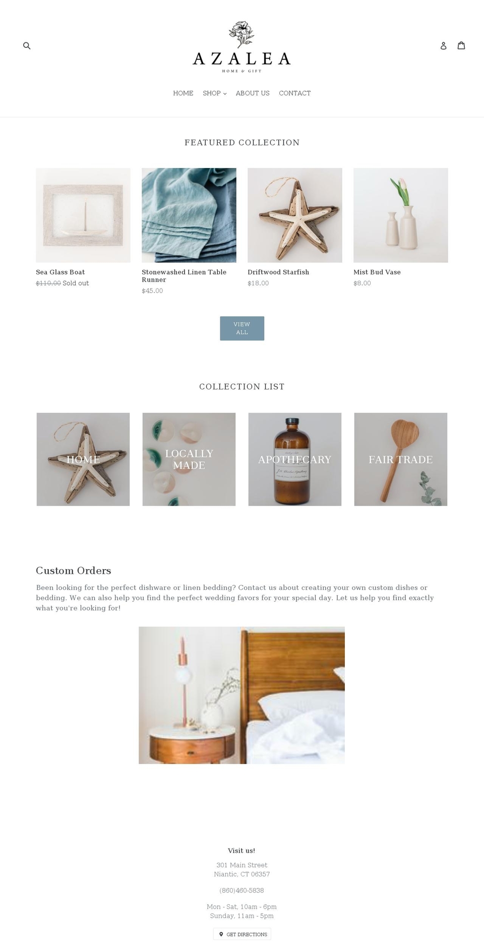 azaleahomect.com shopify website screenshot