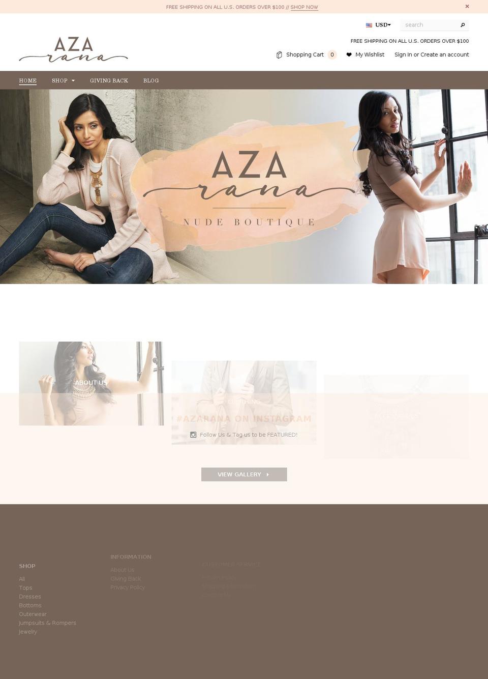 azarana.com shopify website screenshot