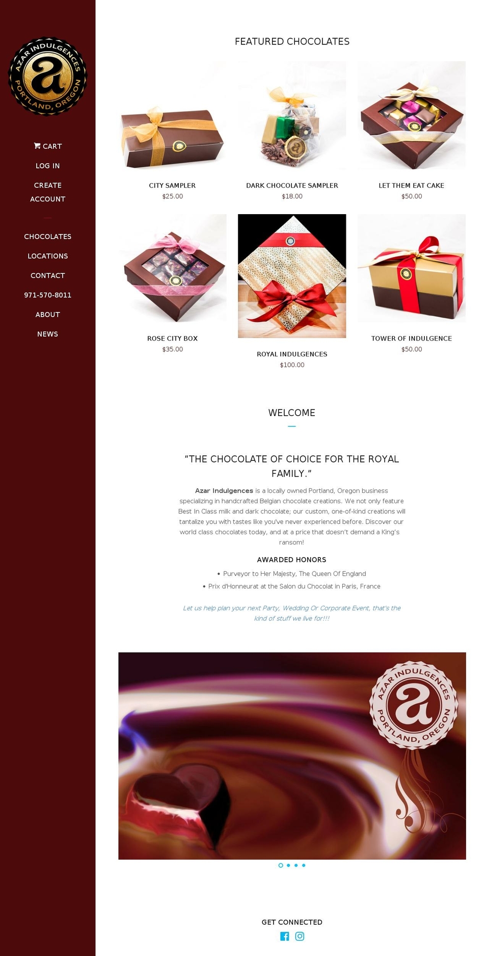 azarindulgences.com shopify website screenshot