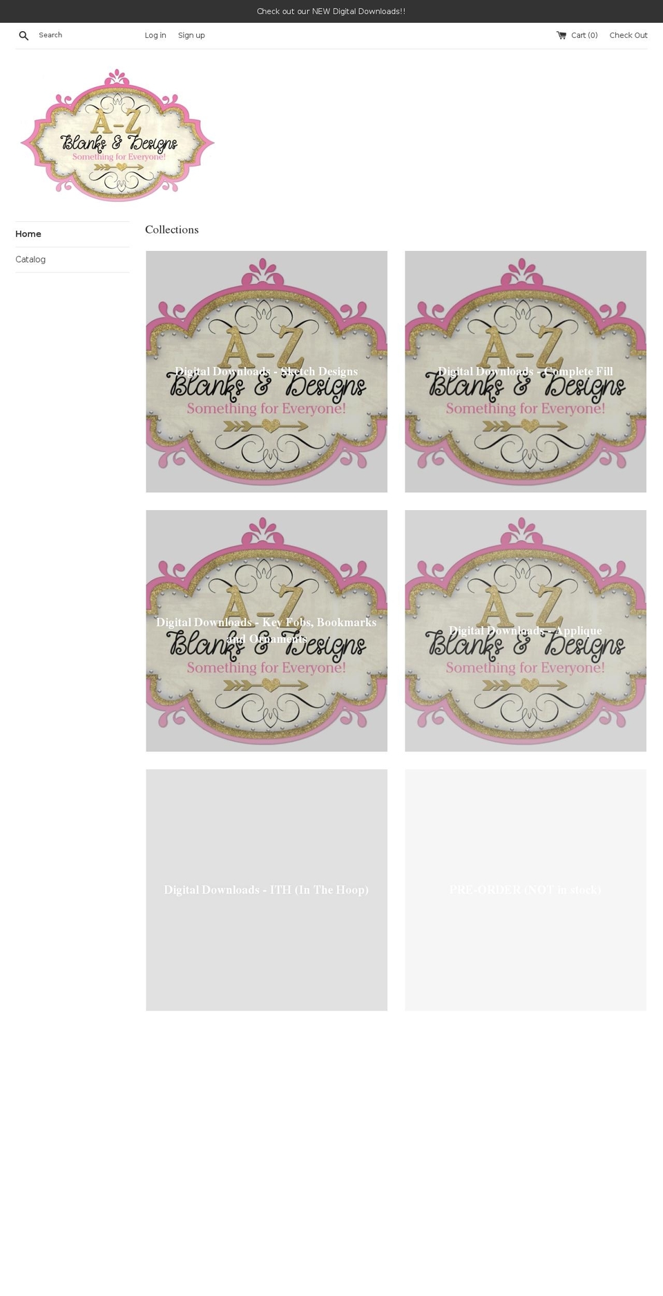azblanksanddesigns.com shopify website screenshot