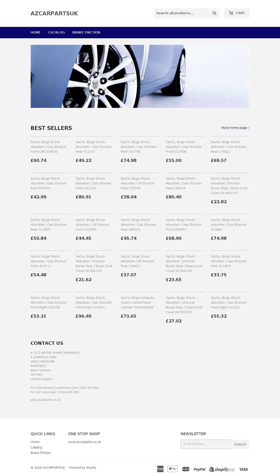 azcarpartsuk.com shopify website screenshot