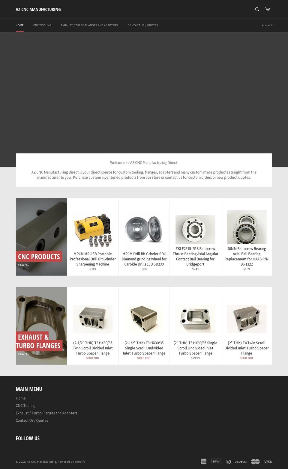 azcncmanufacturing.com — Shopify storefront screenshot