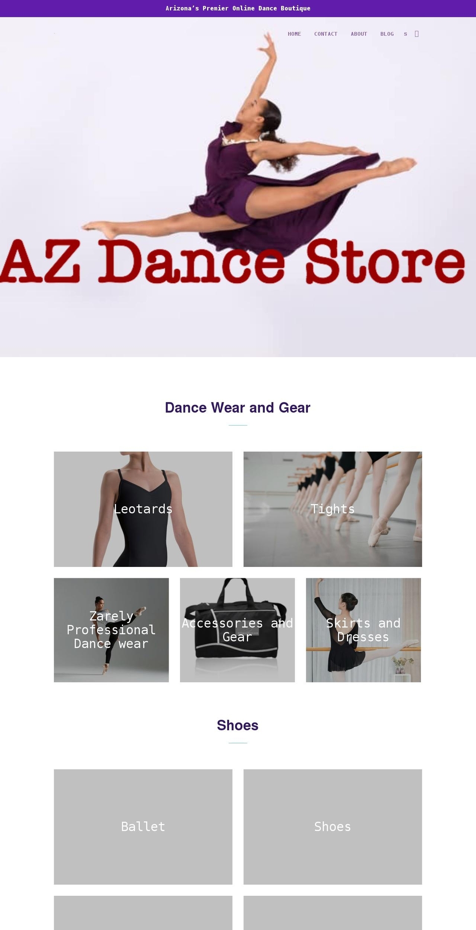 azdancestore.com shopify website screenshot
