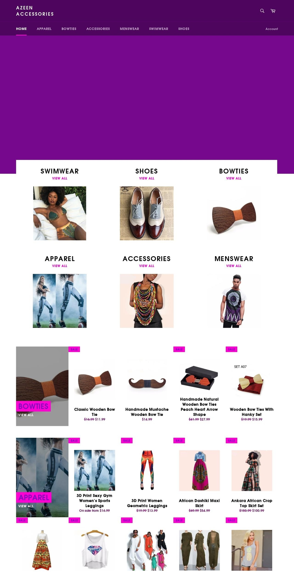 azeenaccessories.com shopify website screenshot