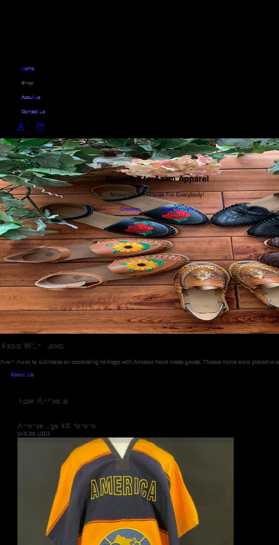 azemapparel.com shopify website screenshot