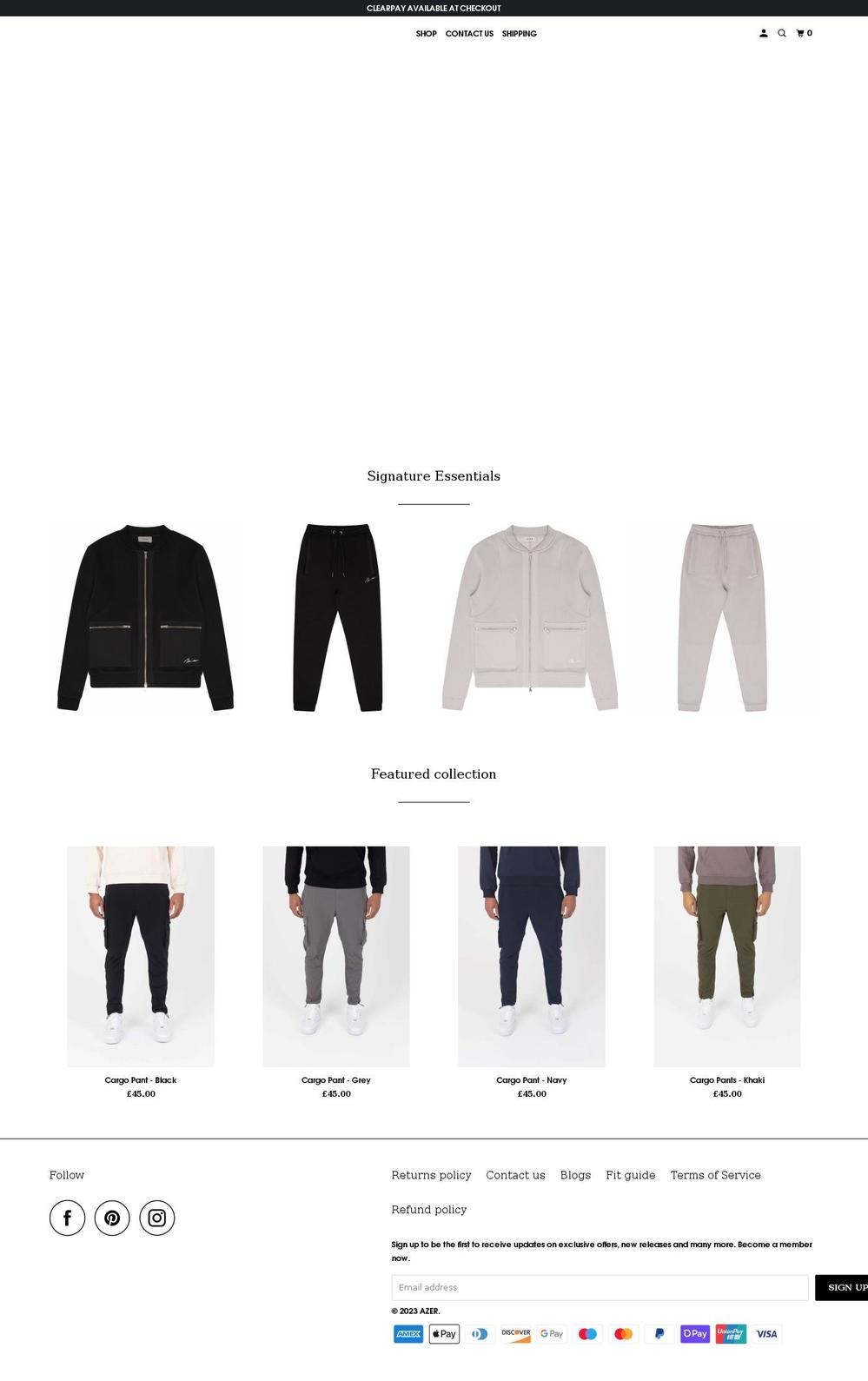 azerclo.com — Shopify storefront screenshot
