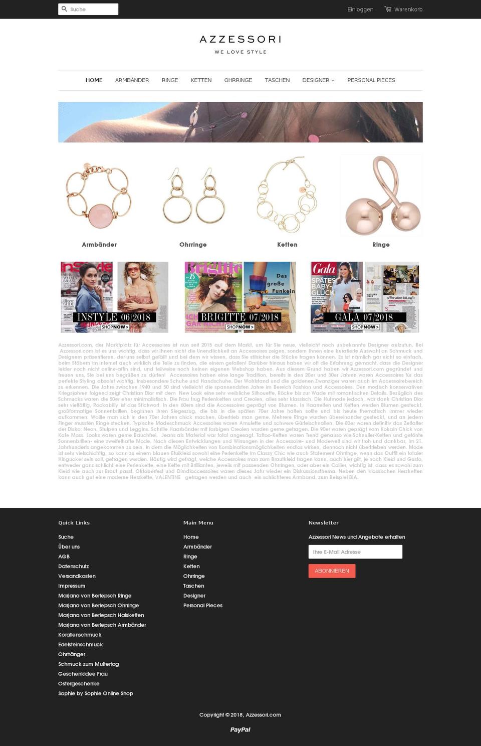 azessori.com — Shopify storefront screenshot