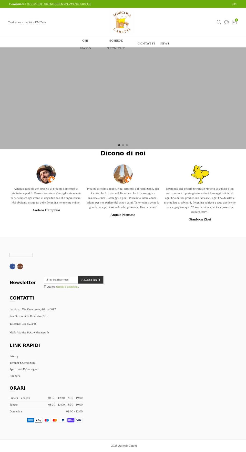 aziendaagricolacaretti.it shopify website screenshot