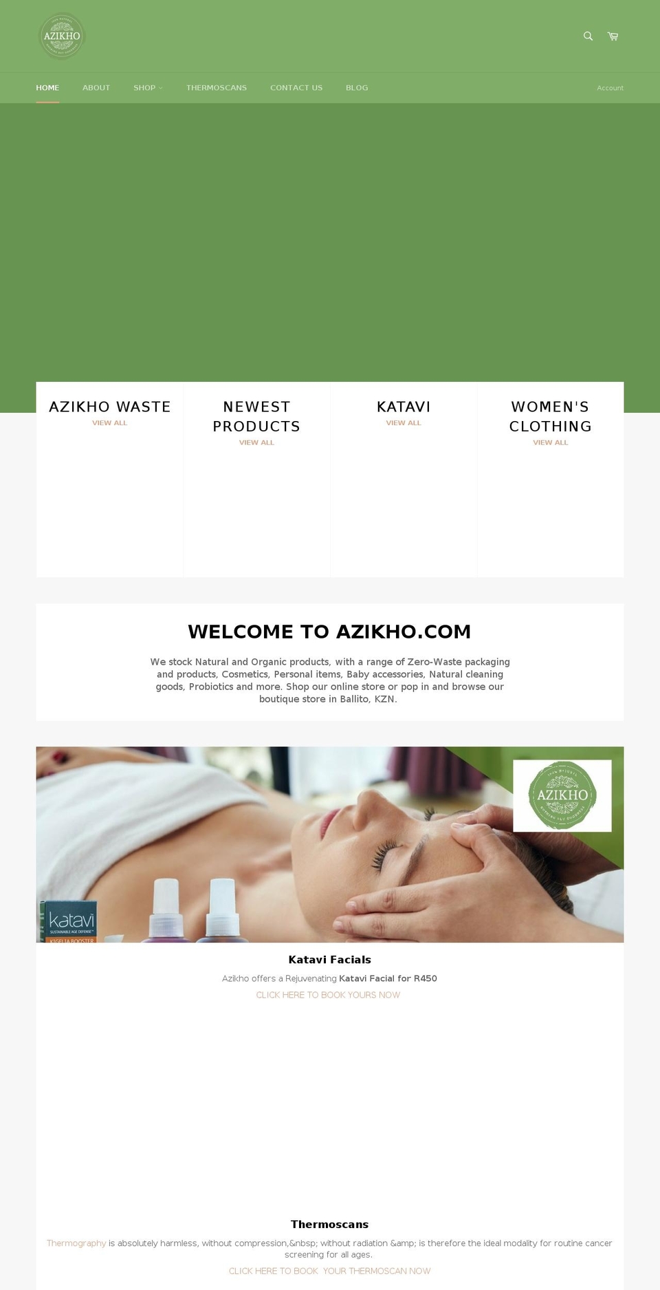 azikho.com shopify website screenshot