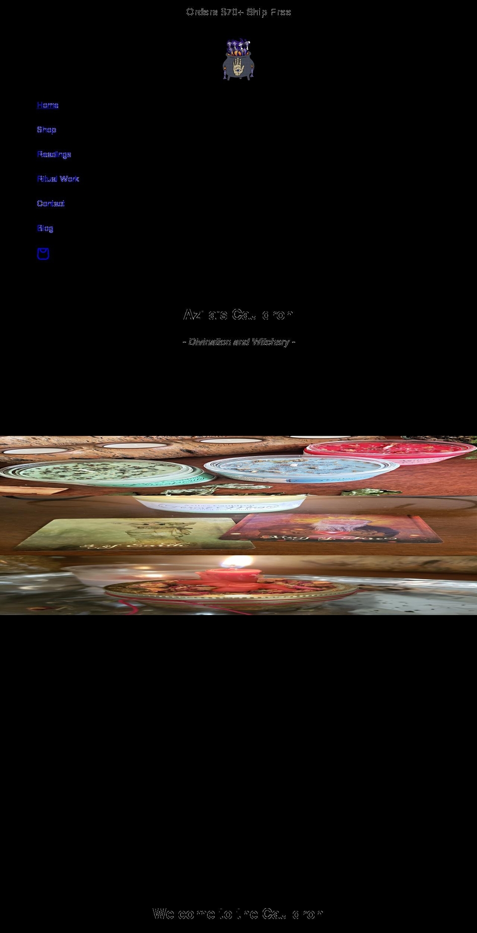 azilascauldron.com shopify website screenshot