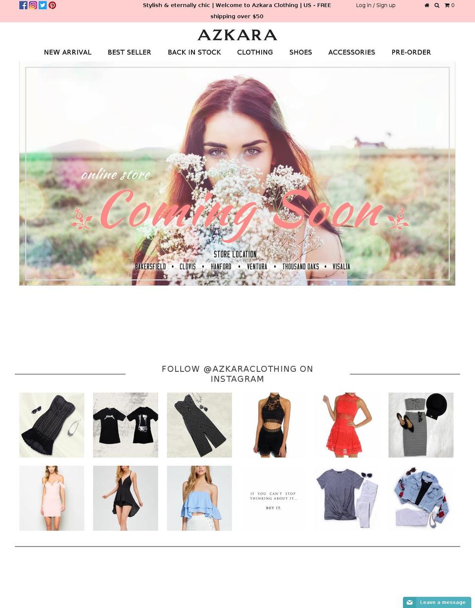 azkaraclothing.com shopify website screenshot
